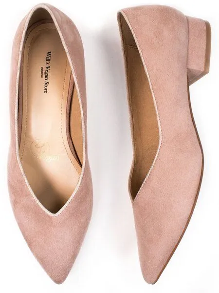 Will's Vegan Shop Will's Vegan Shop Spitze Flats, Pink vegan suede, – Produktbild 1 von 3