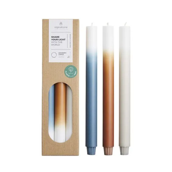 Originalhome Originalhome Farbverlaufskerzen für bewusste Geschenke S/3 - paraffinfrei & vegan, Clean ocean, – Produktbild 1 von 1