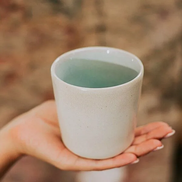 Econovo Econovo Keramik Becher Handgemacht 300ml, Türkis-beige (blau), – Produktbild 2 von 4
