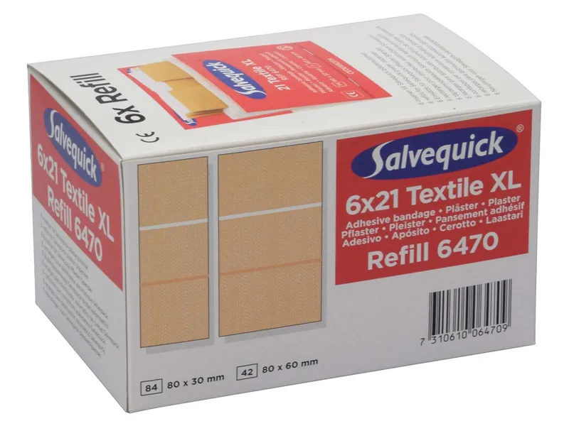 Salvequick 6 x 21 Stk. Salvequick Pflaster-Abschnitte "REF 6470" elastisch 8 x 3,2/4,8 cm – Produktbild 1 von 1