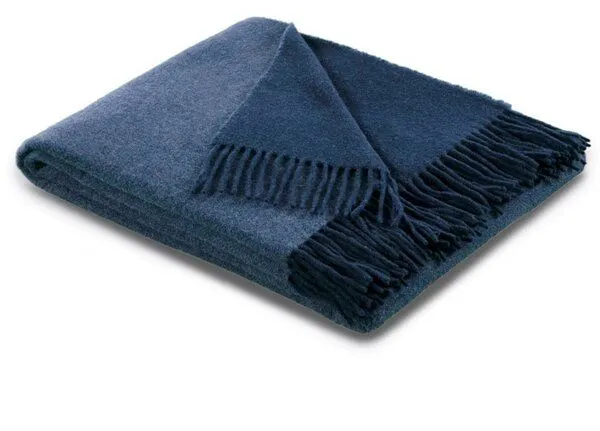 biederlack biederlack Plaid Wohndecke wunderschöne Farben Wolle-Kaschmir-Mix -jetzt in 2 Größen, Jeans-marine, – Produktbild 2 von 4