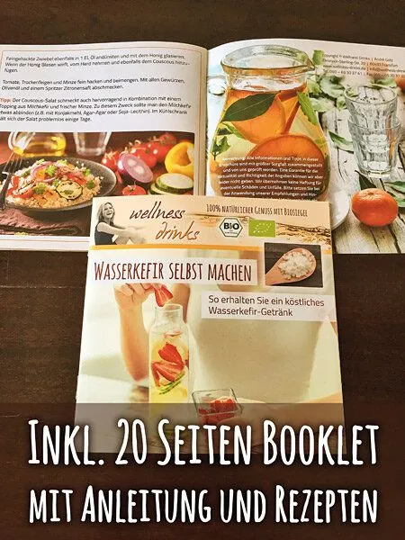 Wellness-Drinks Wasserkefir - Komplettpaket für 2,5 Liter: Bio Wasserkefir mit Zubehör – Produktbild 4 von 4