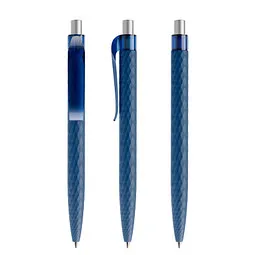 prodir prodir® Druckkugelschreiber QS01 Soft Touch PRT Push, blaue Mine, dunkelblau/silber satiniert – Produktbild 1 von 1