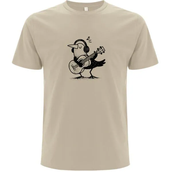 Spreecult Spreecult Gitarren Vogel - Bio und Fair - Männer Unisex T-Shirt - Guitar Bird, Natural (weiß), – Produktbild 1 von 2