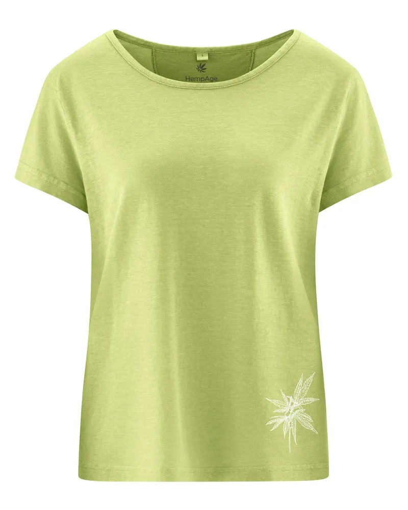 HempAge Hempage Damen vegan T-Shirt Aus Hanf Mit Aufdruck Bambusgrün, Grün, – Produktbild 2 von 2