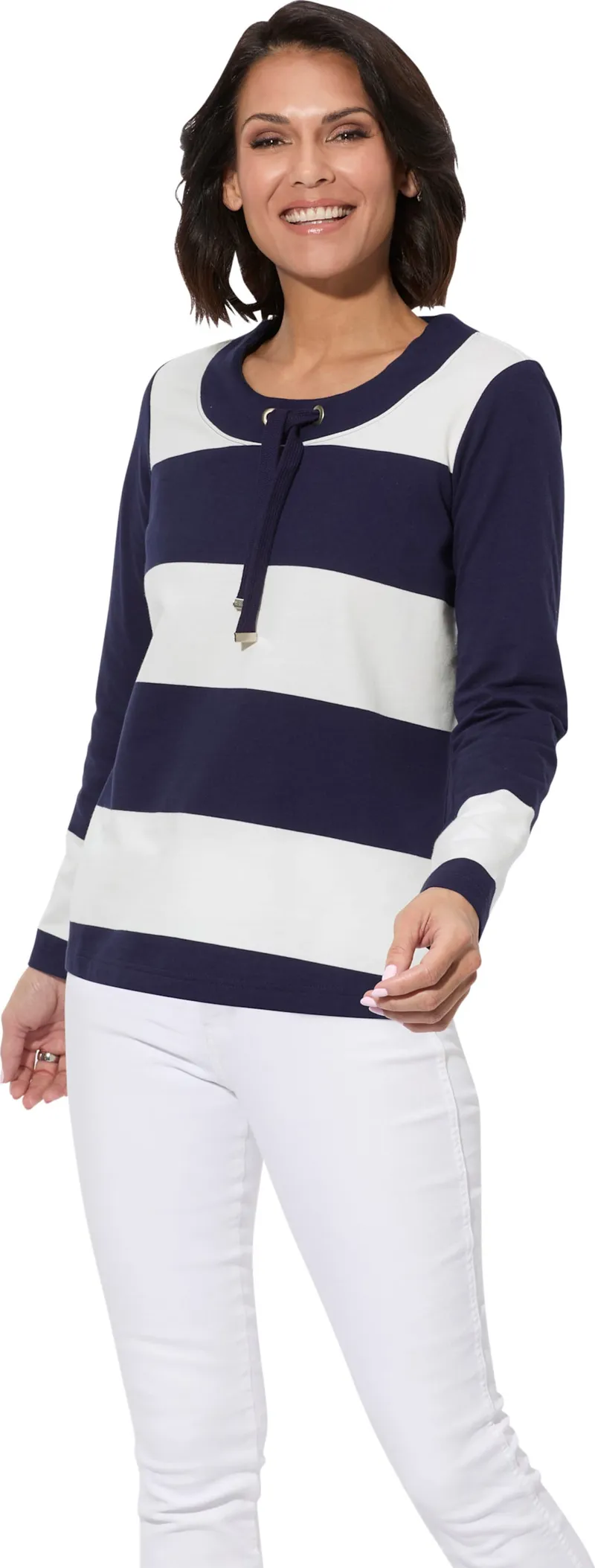 Witt Sweatshirt marine-ecru-geringelt, Marine-ecru-geringelt, – Produktbild 2 von 2