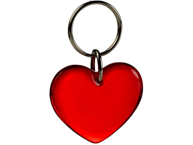 Schlüsselanhänger "Herz" inkl. 1-farbig beidseitigem Aufdruck, Rot transparent, – Produktbild 1 von 1