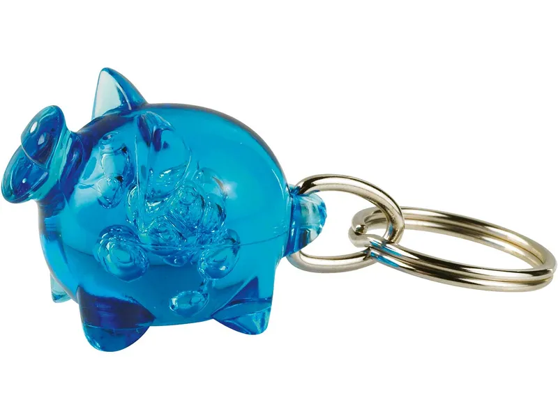 Schlüsselanhänger "Small Happy" inkl. 1-farbigem Aufdruck, Blau transparent, – Produktbild 1 von 1