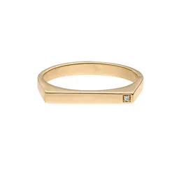 Maren Jewellery The Signet Essential Ring - 62 / 18K Gelbgold & 1 Labordiamant – Produktbild 1 von 1