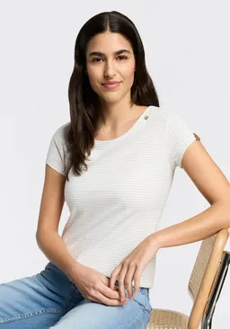 ragwear ragwear Kurzarmshirt MINT STRIPES O in dezent gestreifter Optik mit Markenschriftzug am Ausschnitt – Produktbild 1 von 1