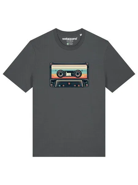 watapparel watapparel T-Shirt Unisex Retro Kassette, Anthracite, – Produktbild 2 von 3