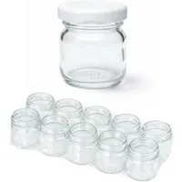mikken mikken 10 kleine Einmachgläser 40 ml mit Schraubdeckel verschiedene Farben, Weiß, – Produktbild 1 von 1