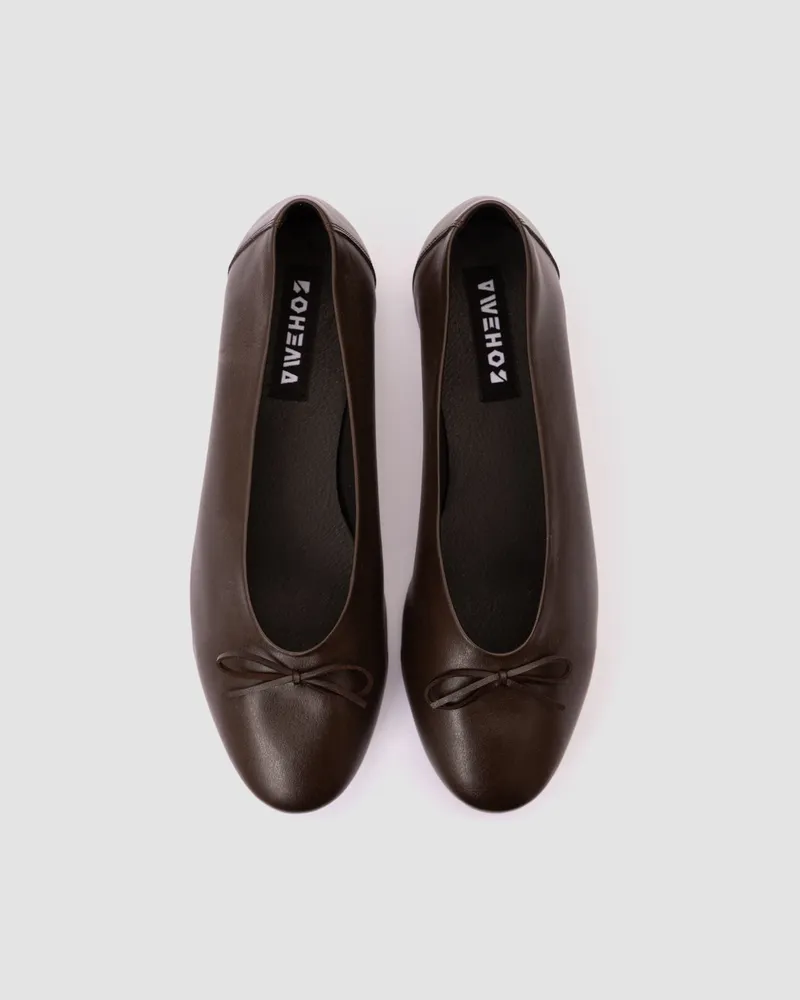 BOHEMA BOHEMA Damen vegan Ballet Flats Mossy Chocolate Braun, Braun, – Produktbild 2 von 2