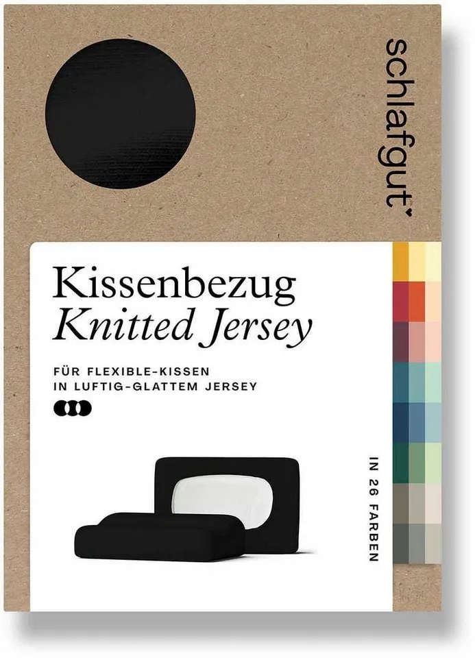 Schlafgut Schlafgut Kissenbezug Pure flexibler Kissenbezug für Nackenstützkissen, (1 Stück), Bio-Baumwolle mit Elasthan, mit Gummizug, bügelfrei, Schwarz, – Produktbild 2 von 5