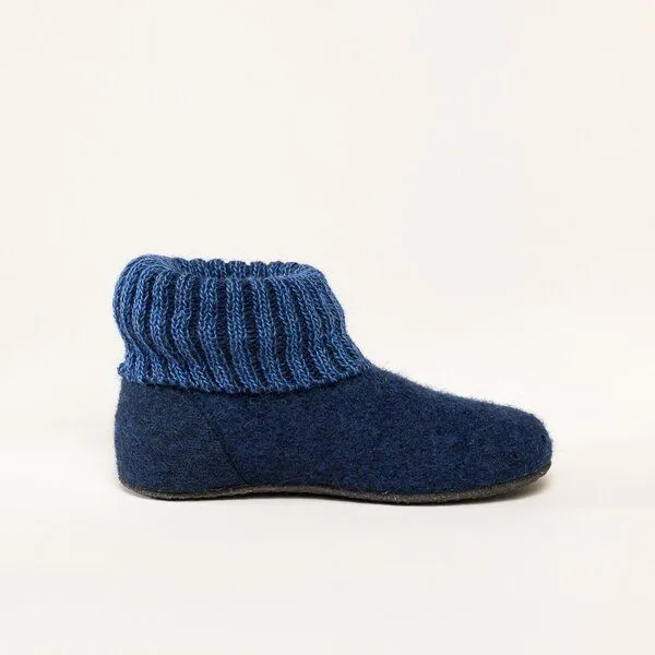 Gottstein Gottstein Kinder-Hüttenschuh Alpine Boot FE - Kinderhausschuh für Mädchen & Jungen aus 100% Schurwolle, Dunkel-blau, – Produktbild 2 von 4