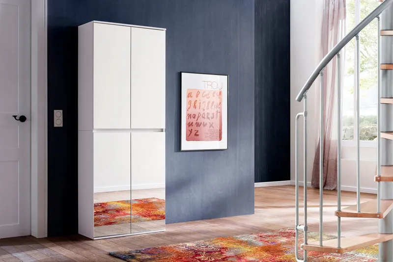 Home affaire Garderobenschrank Malcesine Garderobenschrank mit 4 Türen - (B/T/H) 74/34/191 cm, Weiß, – Produktbild 3 von 3