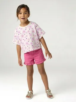 Vertbaudet Short aus Twill mit Rüschensaum Mädchen – Produktbild 1 von 1