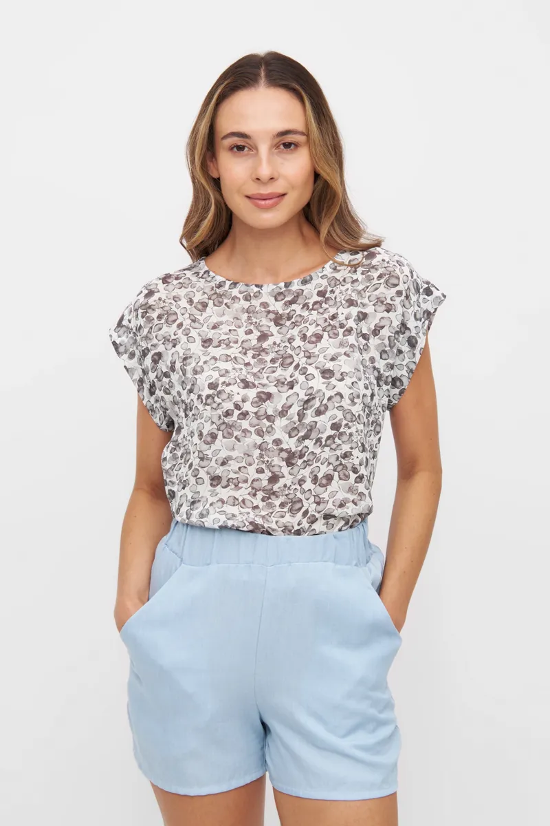 WiDDA Widda Damen vegan Bluse Sommer Linda Gemustert Beige, Beige, – Produktbild 2 von 2