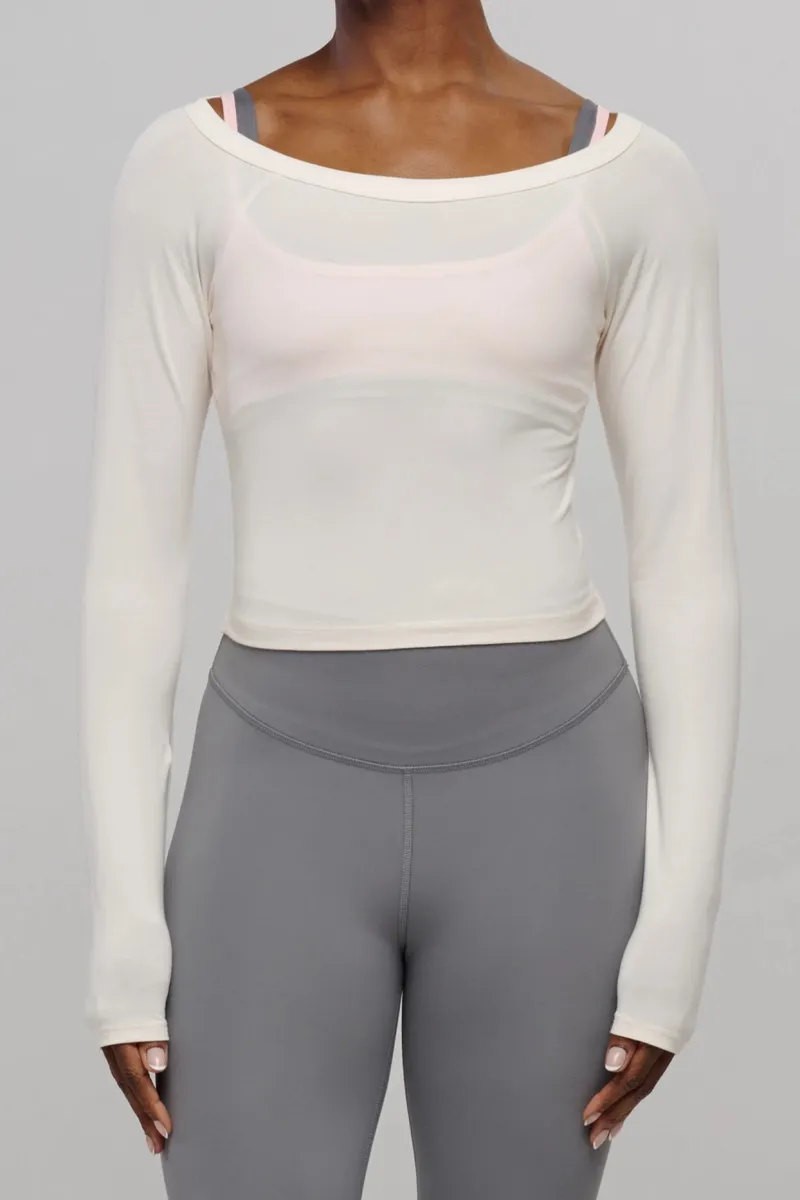 SEAAV SEAAV Damen vegan Top Boatneck Satin Leinen Weiß, Weiß, – Produktbild 2 von 2