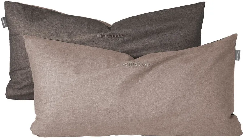 Schiesser Schiesser Kissenhüllen Doubleface aus weicher Baumwolle mit edlem Melangeeffekt in Wendeoptik, (2 Stück), OEKO-TEX® MADE IN GREEN, Braun|grau, – Produktbild 2 von 5