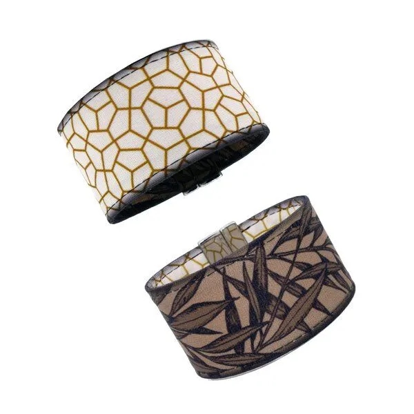 Seegarn Seegarn Wende-Armband 4cm, Waben (weiß) / blätter (braun), – Produktbild 1 von 2