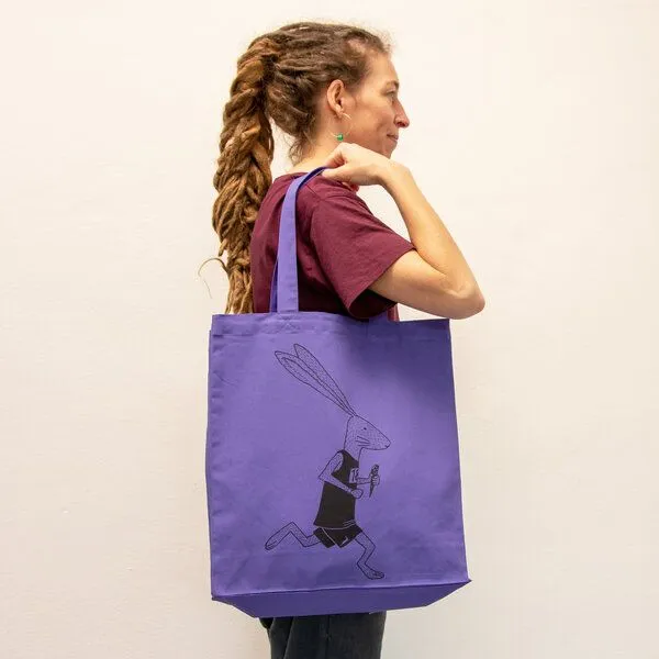 Cmig Cmig Laufhase Tasche / Jutebeutel für Läuferinnen mit Hase, Purble love (lila), – Produktbild 4 von 4
