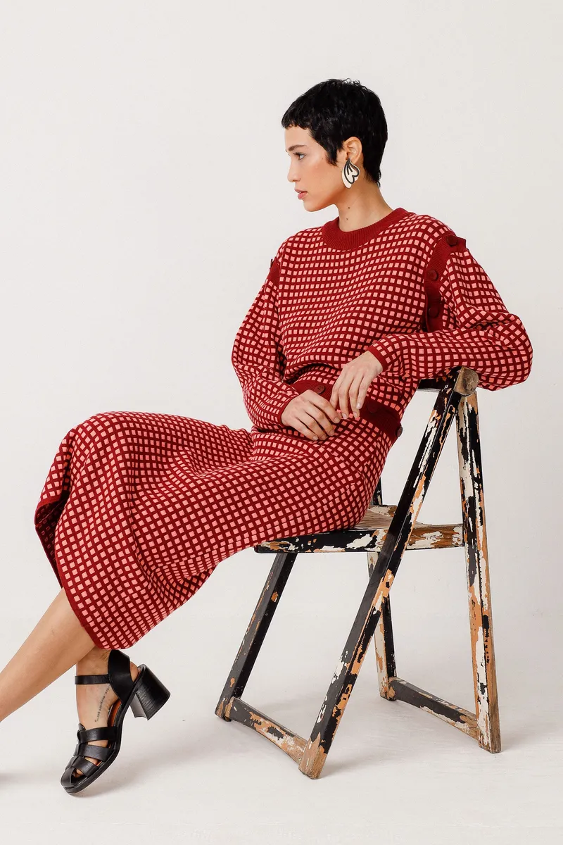 SKFK SKFK Damen vegan Kleid Abnehmbare Ärmel Lakora Rot, Rot, – Produktbild 2 von 2
