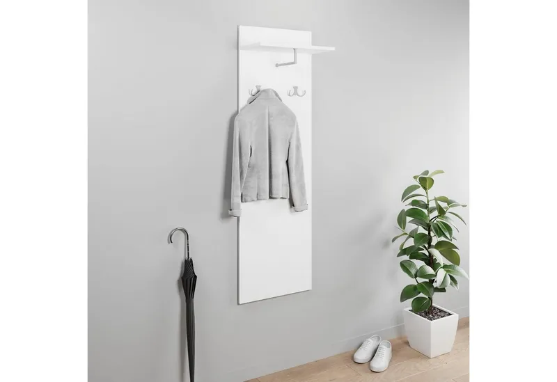 OTTO home Garderobenpaneel Paris (1 St), Wandgarderobe mit Doppelhaken und Kleiderstange (B/T/H): 40/21,5/130cm, Weiß, – Produktbild 1 von 4