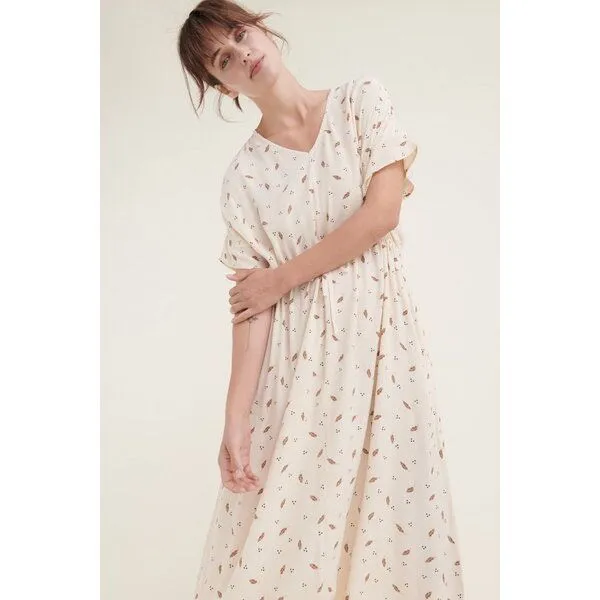 Basic Apparel Basic Apparel Kleid ANJO mit feinem Blätterprint, Natur (birch), – Produktbild 3 von 3