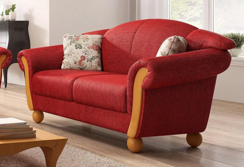 Home affaire 2-Sitzer Milano, bequem durch Federkern, kompakte Stellmaße: Breite 159cm, Rot, – Produktbild 1 von 5