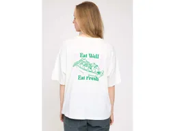 Mazine MAZINE Damen-Oversized-T-Shirt 'Back Print' mit Rundhalsausschnitt, eat well, Gr. L – Produktbild 1 von 1