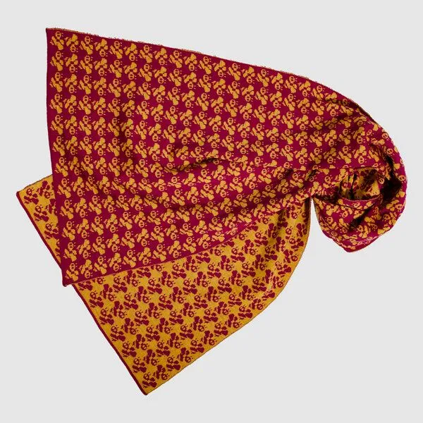 LANARTO slow fashion LANARTO slow fashion Schal Muster 'Biene' zweifarbig gestrickt aus mulesingfreier Merinowolle, Rot, – Produktbild 2 von 3