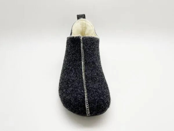 thies Hausschuh Slipper Boot "thies ®", echte Wolle und Bio-Schurwolle, fair produziert, Anthracite (dunkelgrau), – Produktbild 3 von 4