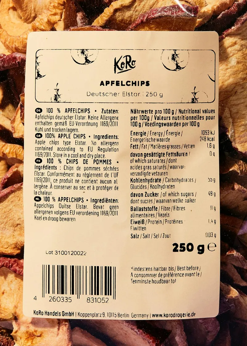 KoRo Apfelchips Deutscher Elstar 250 g – Produktbild 3 von 5