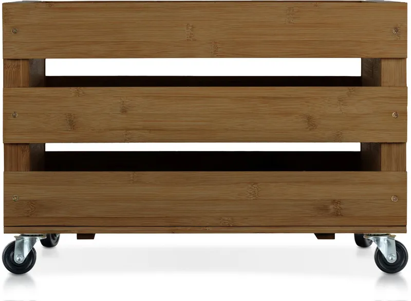 Stagecaptain Holzkiste Emil Schallplattenkiste Bambus Braun für bis zu 100 LPs (1 St), für bis zu 100 LPs - aus Vollholz im Retro-Design, Braun, – Produktbild 5 von 5