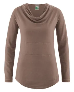 HempAge Hempage Damen vegan Top Mit Langen Ärmeln Gravel Braun – Produktbild 1 von 1
