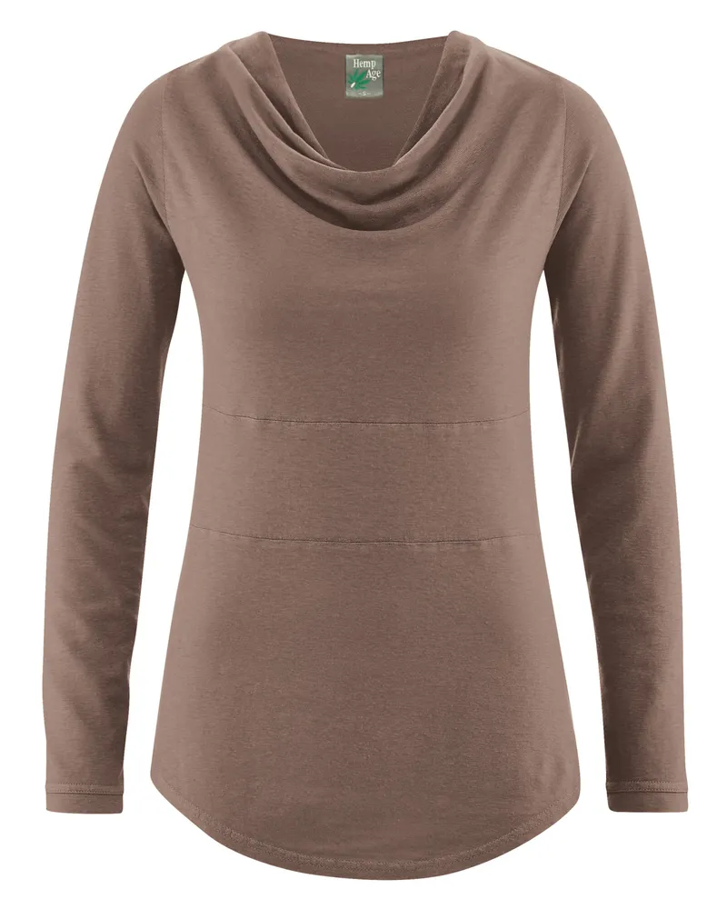 HempAge Hempage Damen vegan Top Mit Langen Ärmeln Gravel Braun, Braun, – Produktbild 1 von 2