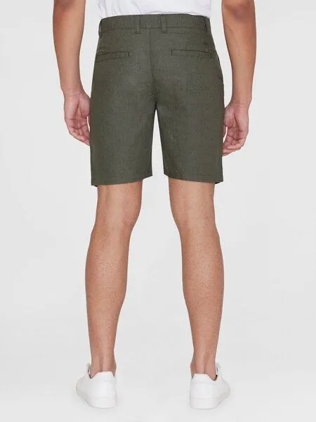 KnowledgeCotton Apparel KnowledgeCotton Apparel Leinen-Shorts CHUCK, Burned olive, – Produktbild 3 von 4