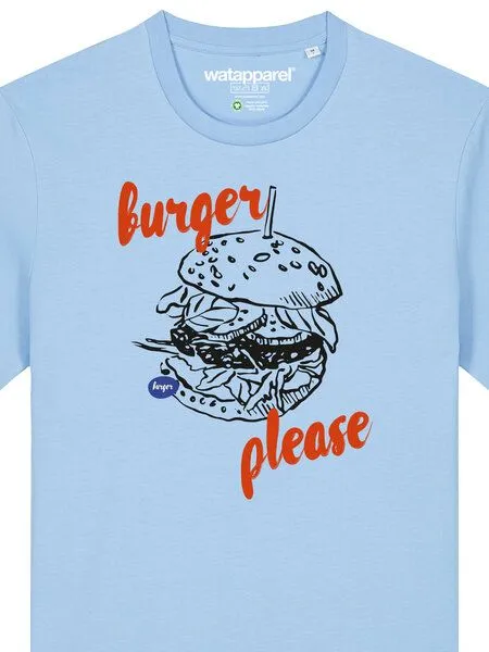 watapparel watapparel T-Shirt Unisex Burger please, Blue soul, – Produktbild 3 von 4