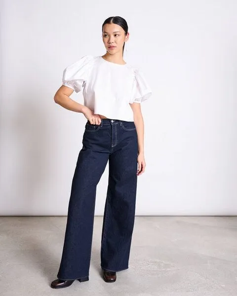 JAN N JUNE JAN N JUNE WIDE LEG LOWRISE JEANS TACNA GOTS, Dark blue, – Produktbild 1 von 4