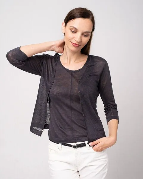 Alma & Lovis Alma & Lovis Kurzjacke aus Leinen | Linen Jacket, Raven (schwarz), – Produktbild 1 von 3