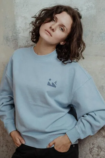 Kultgut Kultgut Artdesign- Biofair- Vintagelook Pulloversweater / Sea Soul, Hellblau, – Produktbild 2 von 4
