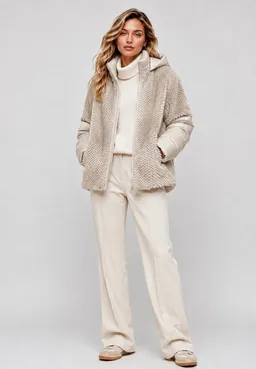 Milestone Milestone Cape MSWega Fake-Fur-Stepp-Mix mit veganer Fake-Daune & abnehmbarer Kapuze – Produktbild 1 von 1