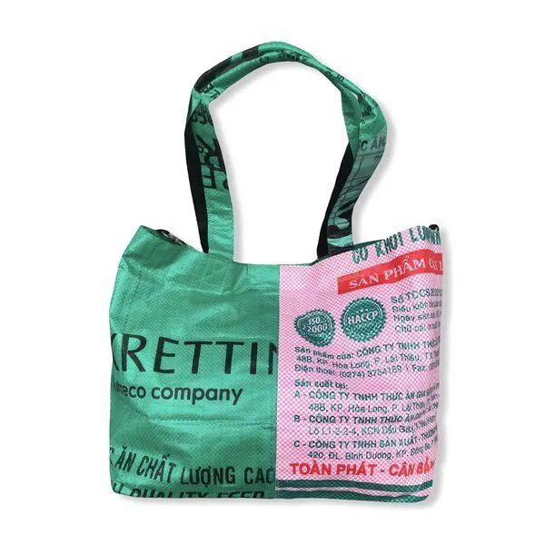 Beadbags Beadbags Tragetasche Ri1 recycelter Reissack, Rosa/dunkelgrün, – Produktbild 4 von 4