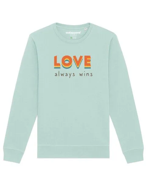 watapparel watapparel Sweatshirt Unisex Love always wins, Caribbean blue, – Produktbild 1 von 4