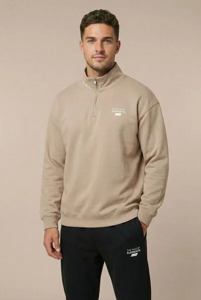 THE FACE OF ELEMENTS The Face of Elements 1/4-Zip - Relaxed Fit Sweatshirt aus Bio-Baumwolle, Dessert dust (beige), – Produktbild 2 von 2