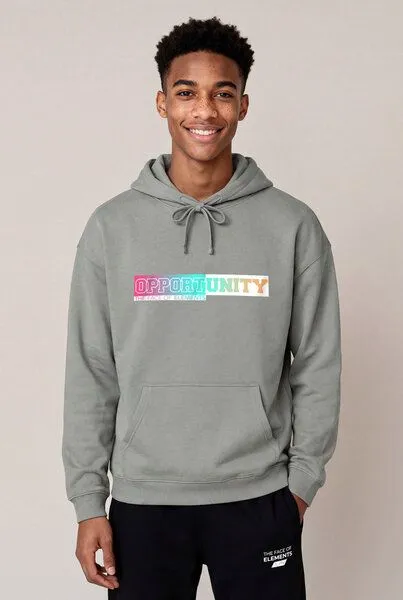 THE FACE OF ELEMENTS The Face of Elements Opportunity - Relaxed Fit Hoodie aus 100% Bio-Baumwolle, Stone (grau), – Produktbild 2 von 3