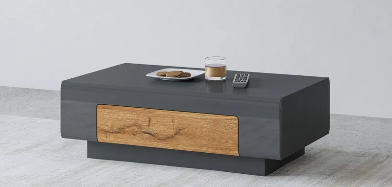 OTTO home Couchtisch Toledo,Breite 110cm eleganter Sofatisch mit Hochglanzelemente, Kaffeetisch mit 1 Schublade, Wohnzimmertisch, Schwarz, – Produktbild 2 von 5