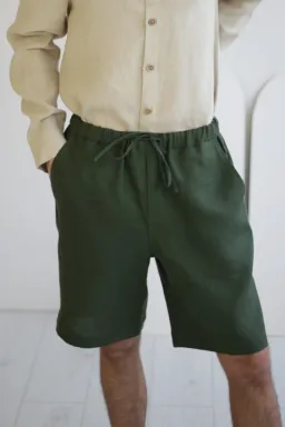 Amber Linen Amber Linen Herren vegan Kurze Hose Miami Waldgrün – Produktbild 1 von 1
