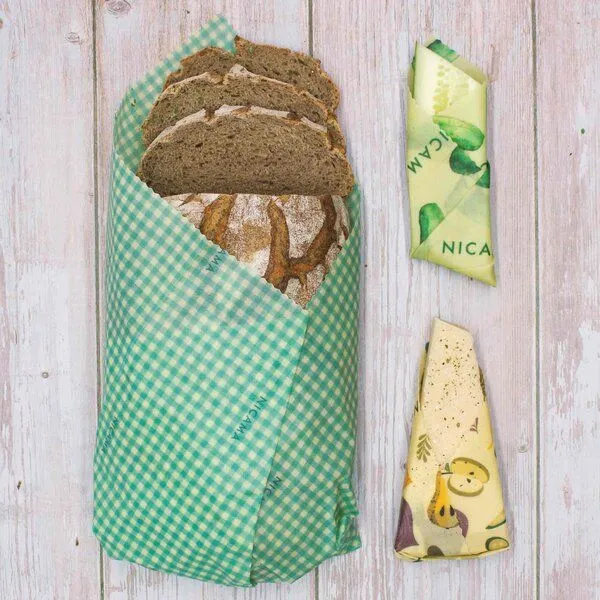 NICAMA NICAMA Bienenwachstücher 3er Set (M + L + XXL), Zittrige zitrone, – Produktbild 3 von 4